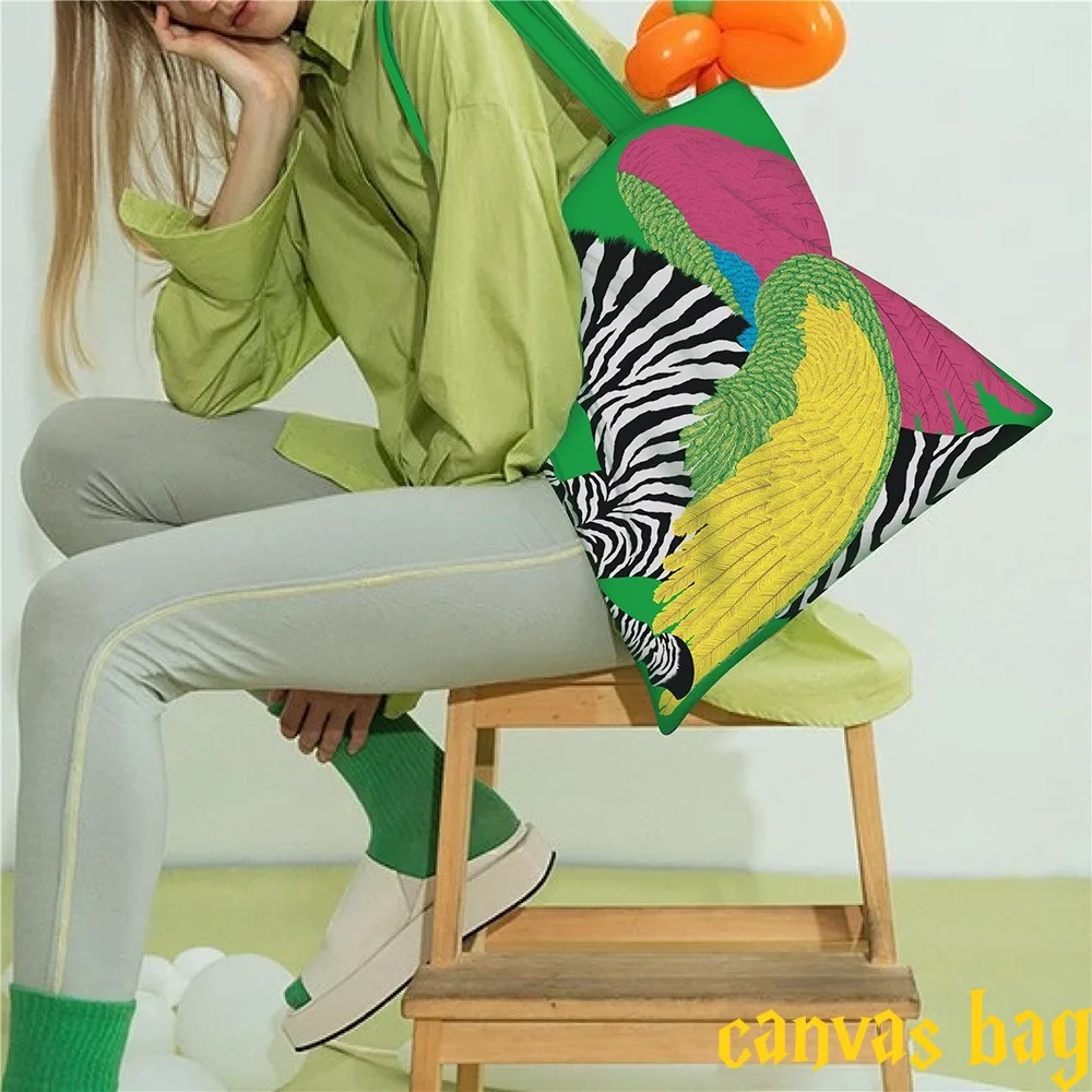 Fashion Multi-color Canvas Bag Women\'s Handheld Cloth  Large Capacity Carrying Book Bag Shoulder Bag Commuter Work Shoulder Bag
