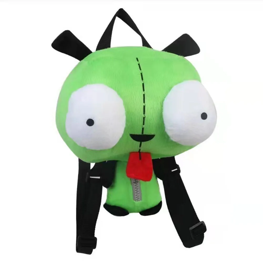 Hot Alien Invader Zim 3D Eyes Robot Gir Plush Toys Cute Invader ZIM Stuffed Plush Backpack Green Bag Gifts14 inches