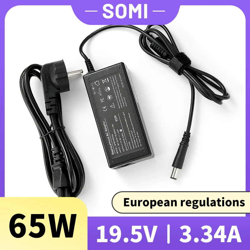 Somi 19.5V 3.34A 65W 7.4*5.0mm AC Laptop Power Adapter Charger For DELL Latitude 7480 7490 D620 D630 D800 E7240 E7270 E7450 E623