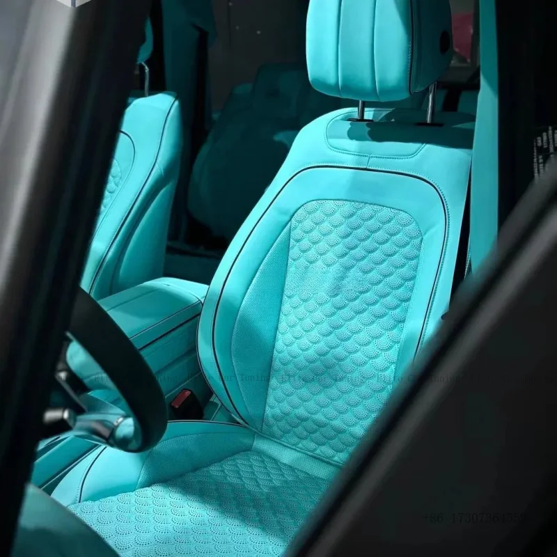 

Black and Red Diamond Pattern Full Set Leather Seat Cover for Benz G Class W463 W464 W465 Interior Kits Popular Style for G55