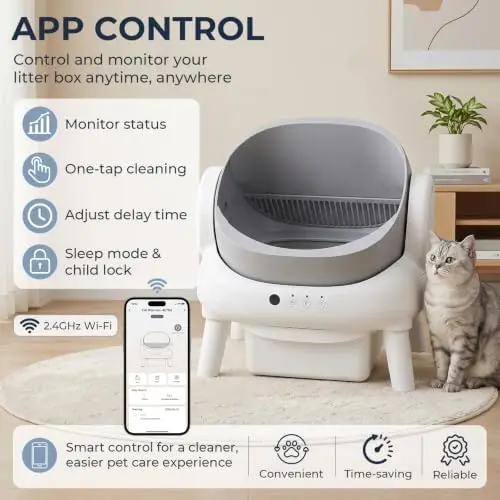 Self Cleaning Litter Box,Open Top Automatic Cat Litter Box Grey | Automatic Litter Box for Multiple Cats with Infrared