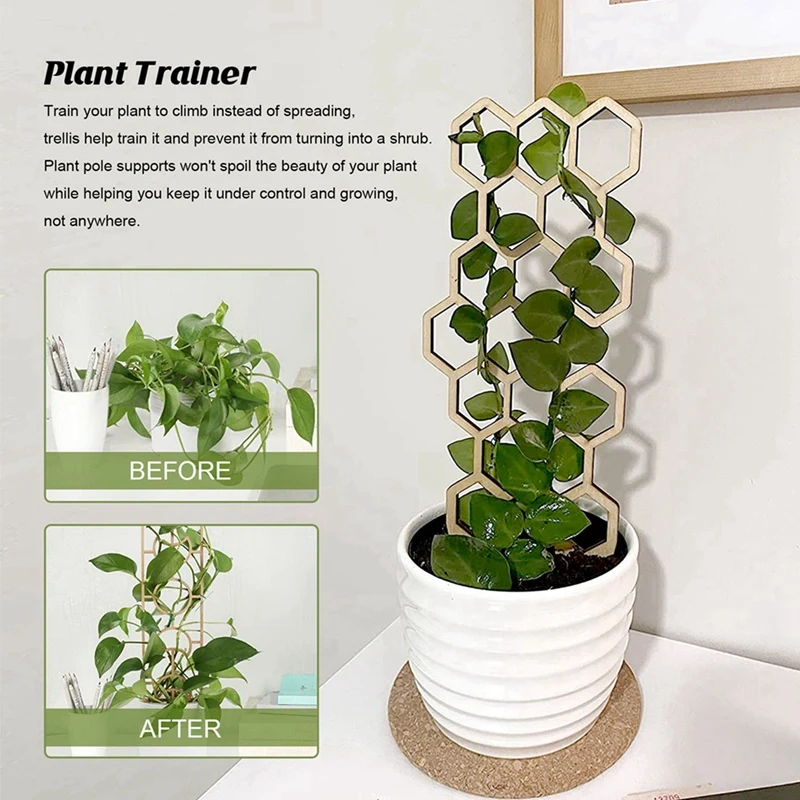 

9Pcs Climbing Vine Rack Plant Potted Wooden Support Frame Flower Decorative Trellis Bracket Vines Climbing Rack Pole -4