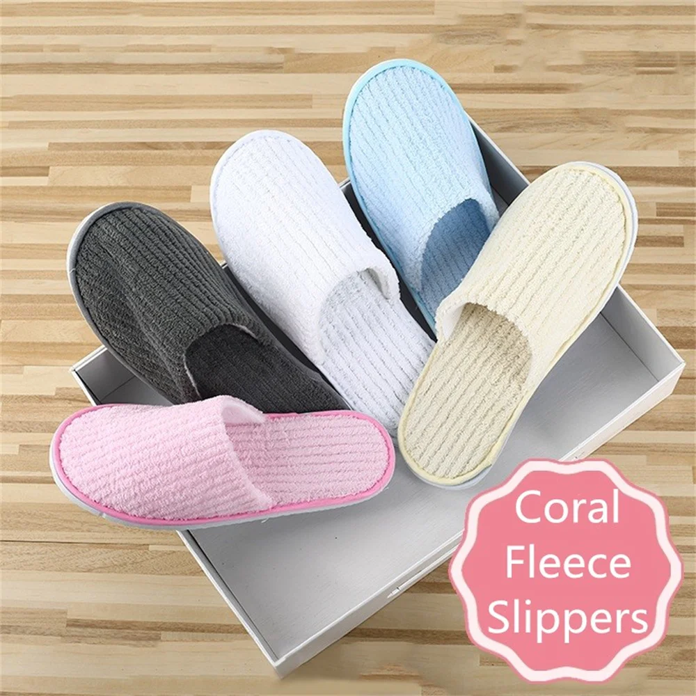 Women Simple Slippers Coral Fleece Flats House Indoor Bedroom Slippers Antumn Winter Warm Cotton Soft Shoes Couples Slippers