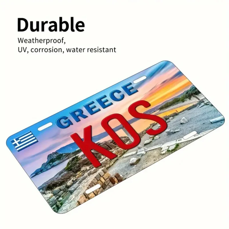 قطعة واحدة من لوحات فنية جدارية من الألومنيوم بحروف يونانية عتيقة مع تصميم "يوناني كوس"، مثالية للمنزل والمطعم والبار #5