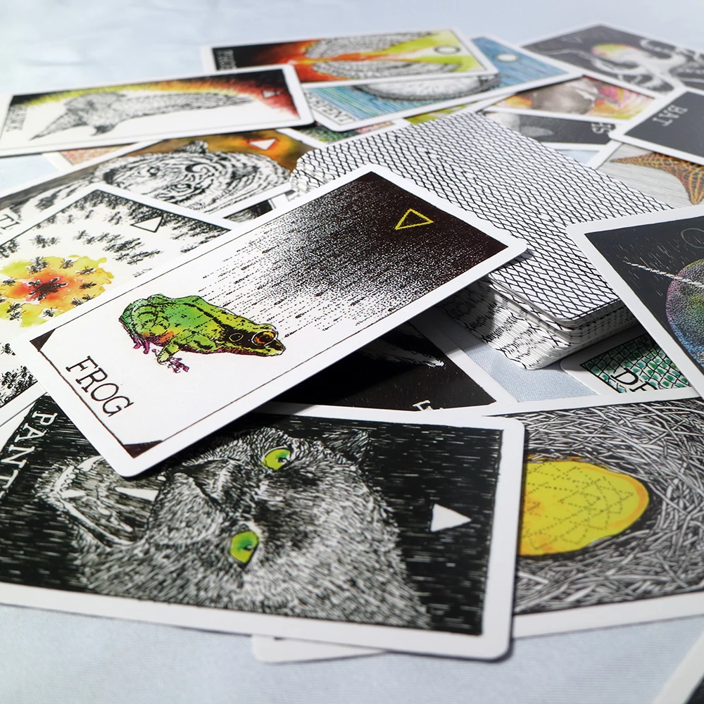 سطح التارو للحيوانات والطبيعة مرسومة يدويًا مع دليل PDF، وبطاقات العرافة البديهية للمبتدئين والقراء الروحيين #3