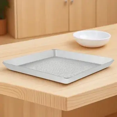 

Punched Pizza Plate Perforated Tray Baking Aluminum Pan with Holes Large Square Stainless Steel