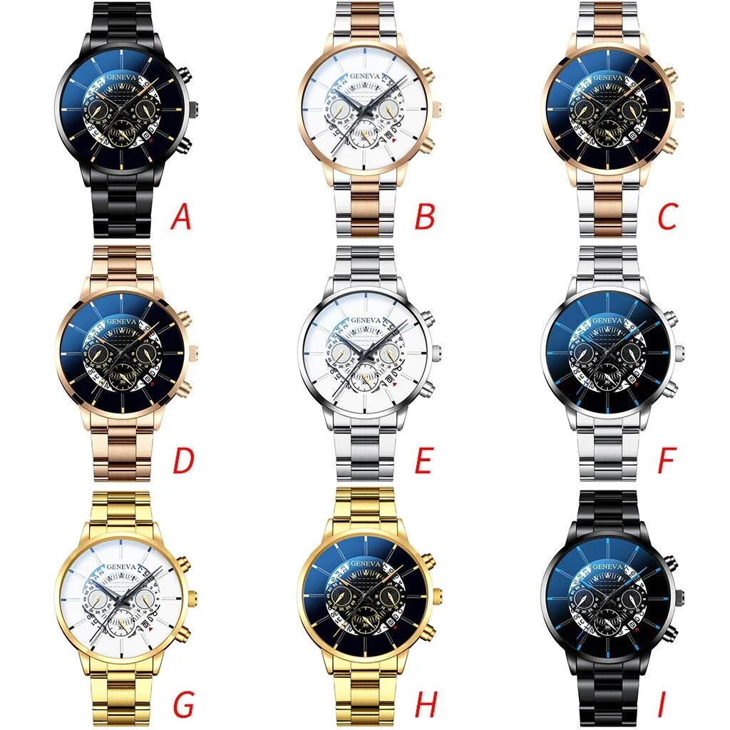 Fashion Cool Unique Digital Literal Multi Layer Dial Men Quartz Mesh Belt Watch