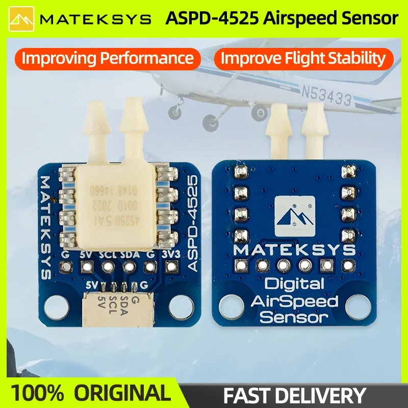 

MATEK ASPD-4525 Digital Airspeed Sensor For Flight Controller F411/F722/F405-Wing FC RC Airplane FPV Racing Drone Mateksys