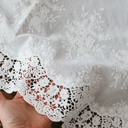 2yards/lot Off White100% Cotton Embroidered Lace Fabric Women's Clothing Diy Lace Trim
