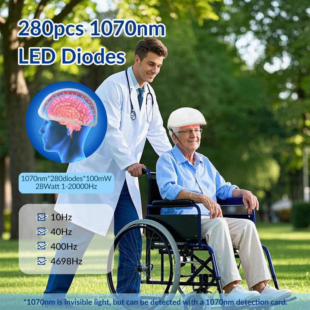1070nm Infrared Light Therapy Helmet Stroke Rehabilitation Equipment Alzheimer Therapy Depression Bipolar Disorder Aphasia 100mW