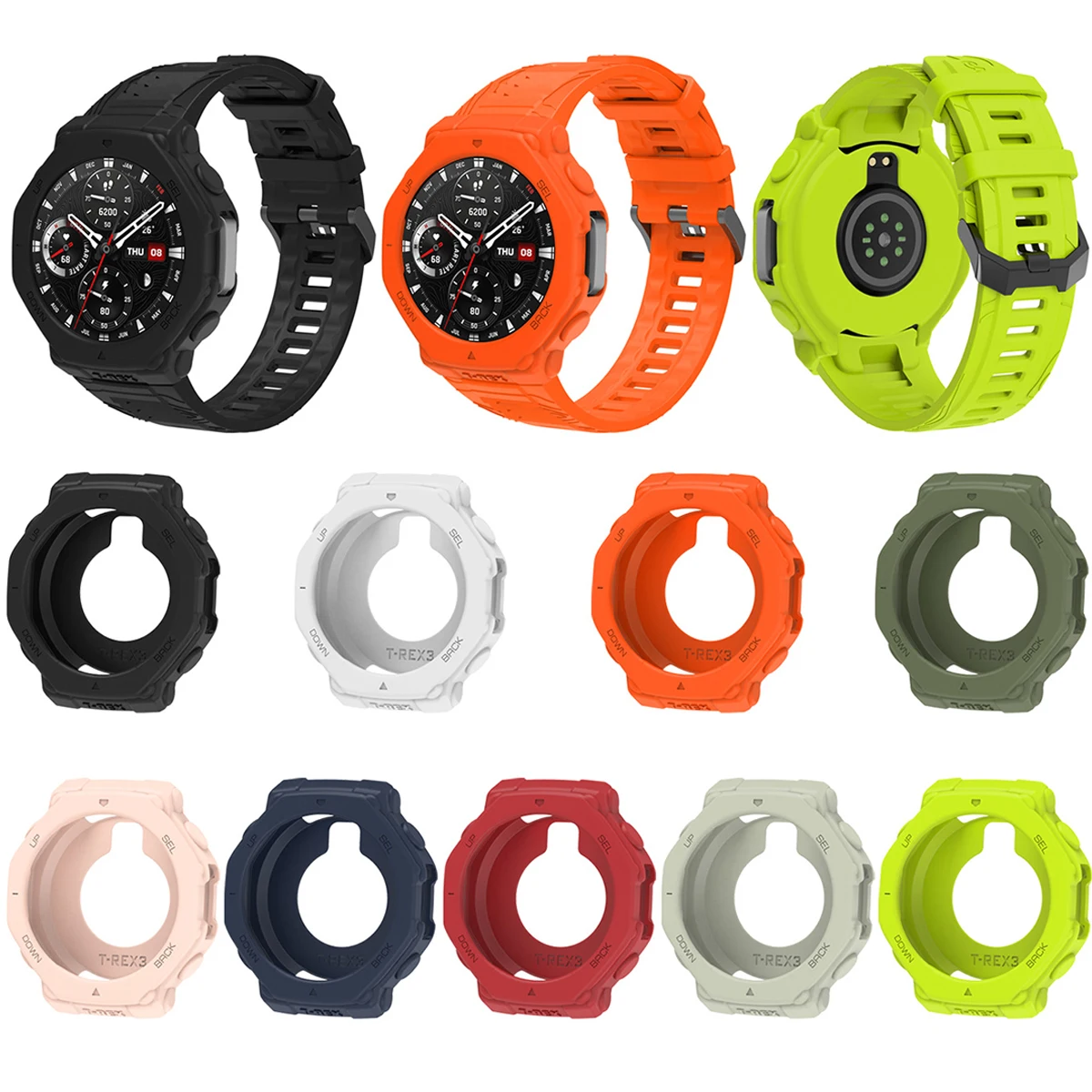 Hot Sale Silicone Case For Amazfit T-rex 3 Protective Hollow Cover Anti-drop Bumper ，T-rex 3 Smartwatch Shell Frame Accessories