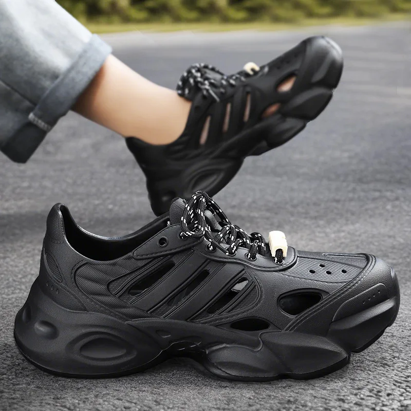 Sandalias de hombre 2026 de verano, calzado transpirable con diseño hueco, chanclas con cordones, suela gruesa antideslizante...