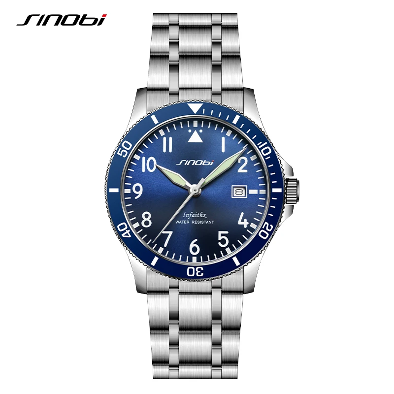 SINOBI Watch Men Tops Brand Luxury Watches Quartz Wristwatch Sport Waterproof Watch for Men Luminous Clock Fashion Reloj Hombre