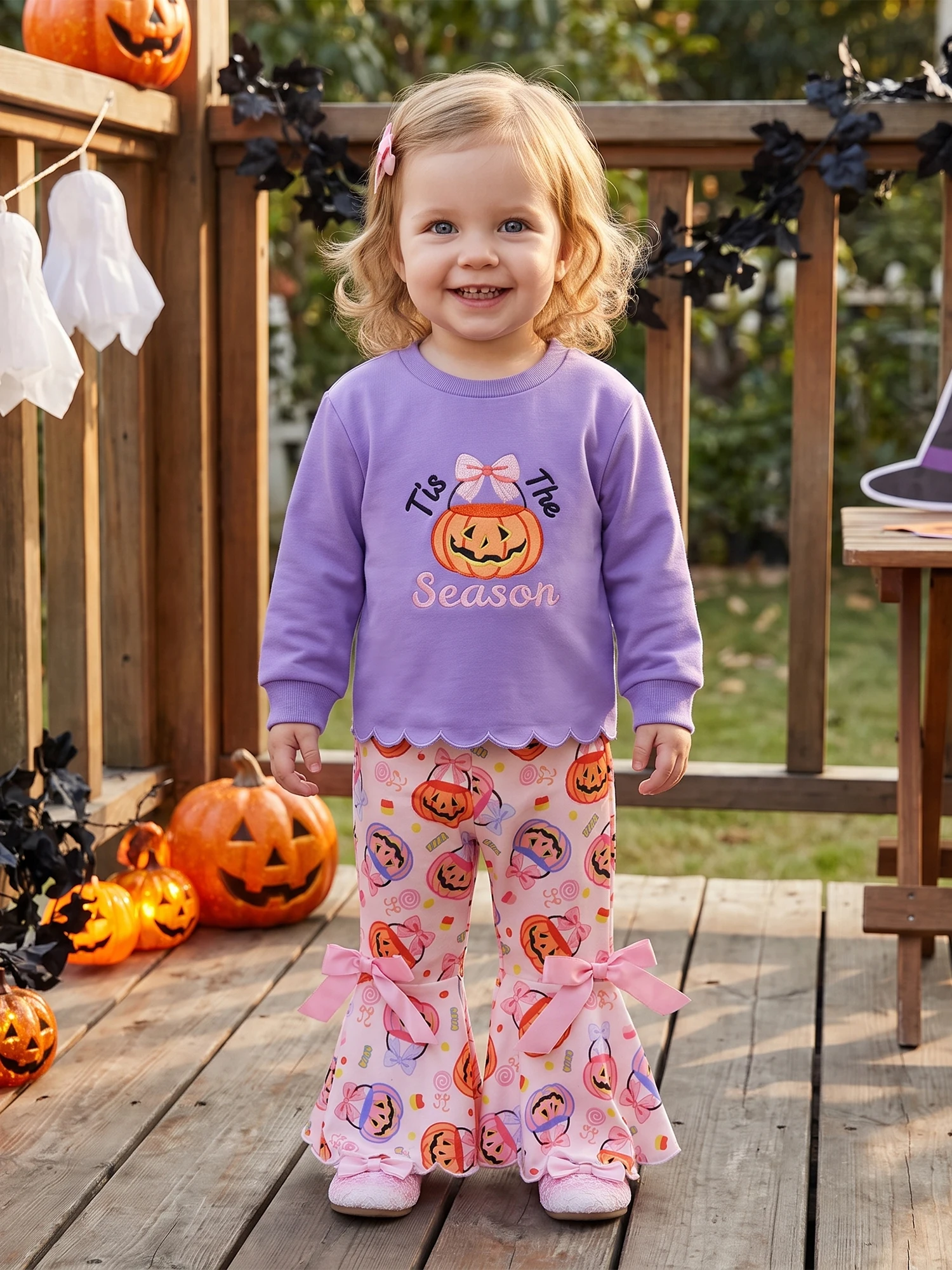 Girls Halloween Outfit Toddler Baby Girls With-Bell-Bottom Bell Outfit Long Outfit-Long With Bell Premium