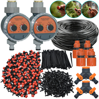30-50M Automatic Ball Valve Timer Garden Watering Irrigation System Outdoor Balcony Drip Kits Adjustable Nozzles Greenhouse