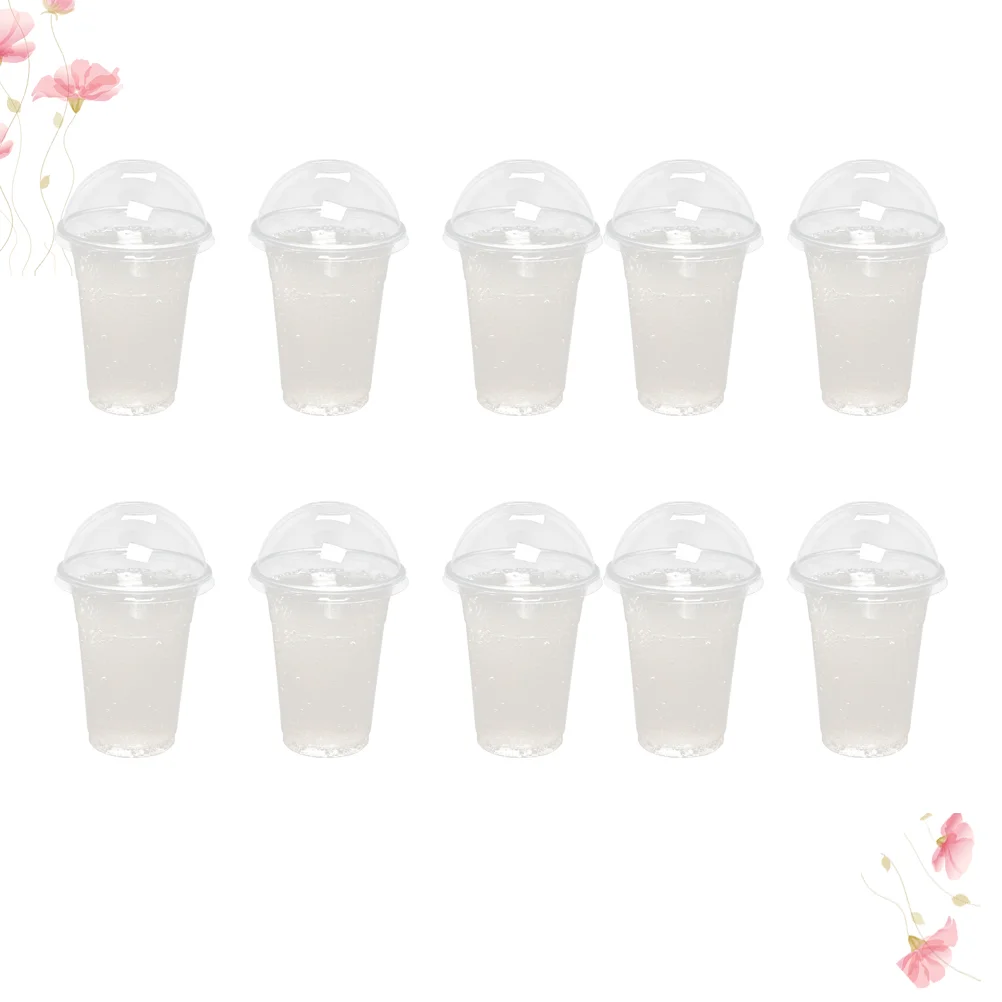 50/100Pcs Tea Cup With Lid 360ml/380ml/500ml Clear Plastic Cups with a Hole Dome Lids for Tea Fruit Juice Tea