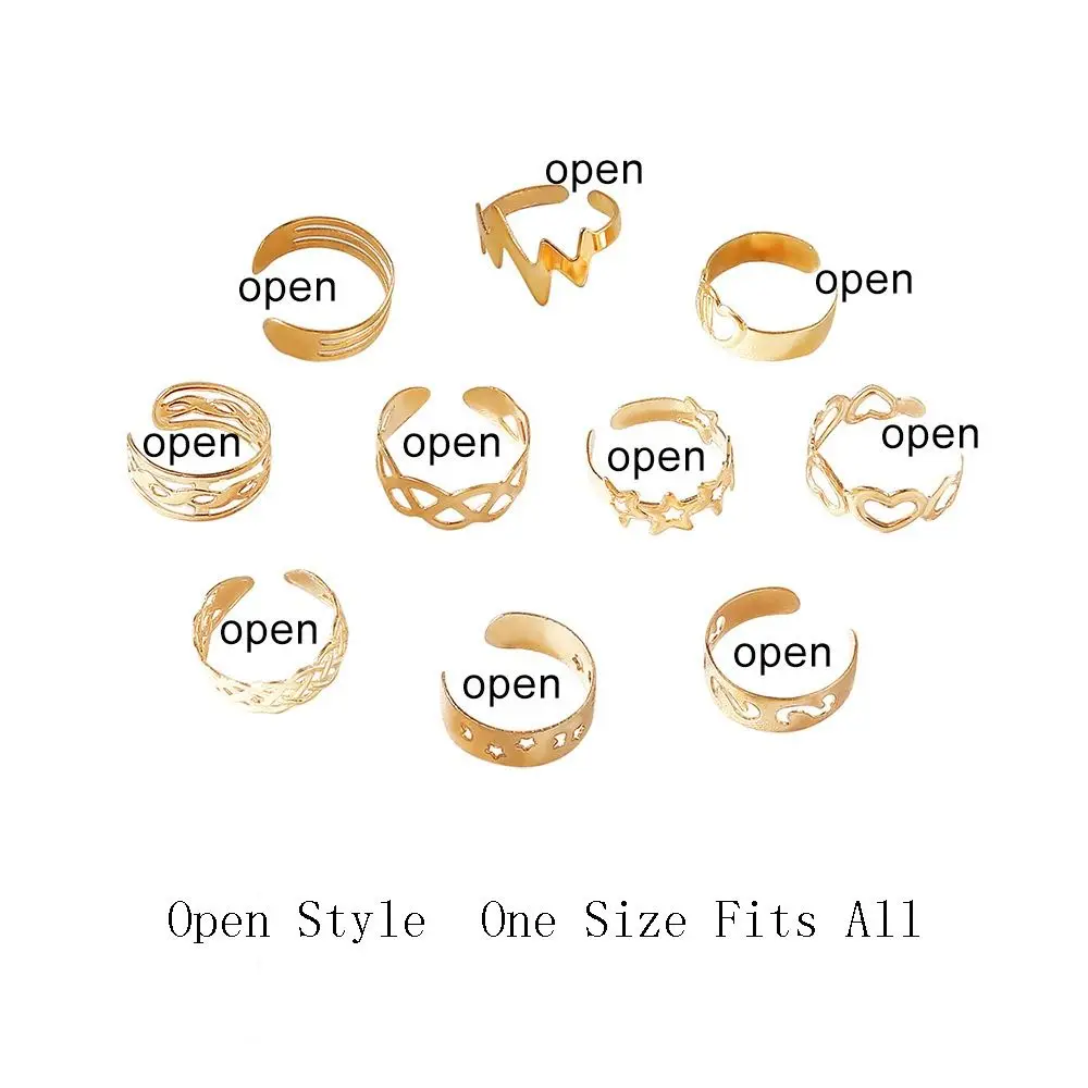 10Pcs Vintage Toe Rings Set Alloy Adjustable Women Foot Rings Different Shapes Silver/Gold Summer Beach Jewelry view 6