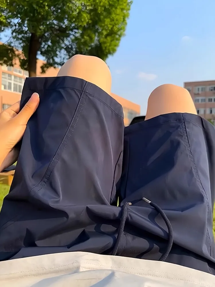 

Qui Dry Nylon Ice Silk orts Мужские летние тонкие спортивные брюки из четырех предметов American Slant Cut Повседневные брюки из пяти предметов