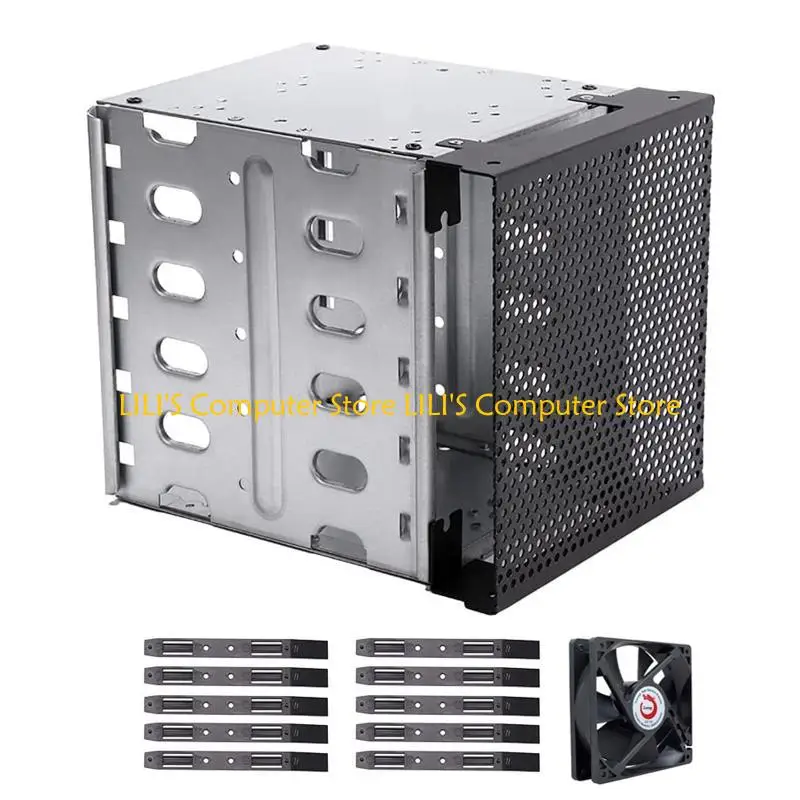 

A52B Stainless Steel Hard Drive Cage for Computer HDD 5.25" to 5X 3.5 Rack