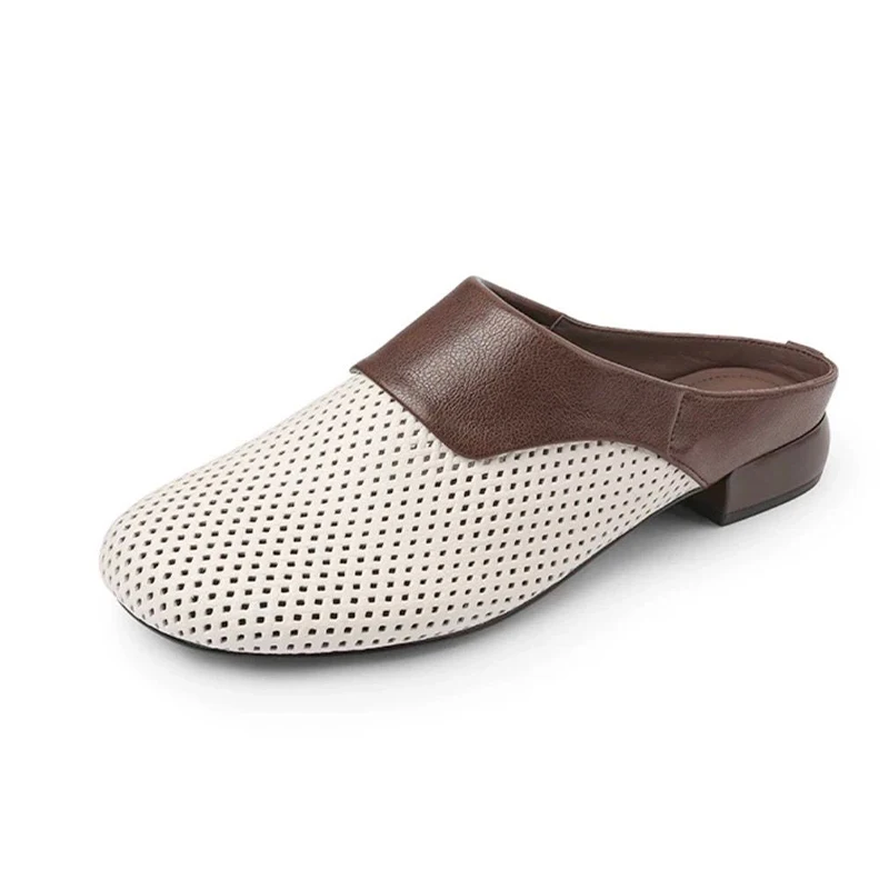 Sandal Chunky Wanita Sepatu Mules Perancang Busana Sandal Slingback Elegan Musim Panas 2025 Sandal Jepit Hak Rendah Sandalias De Mujer