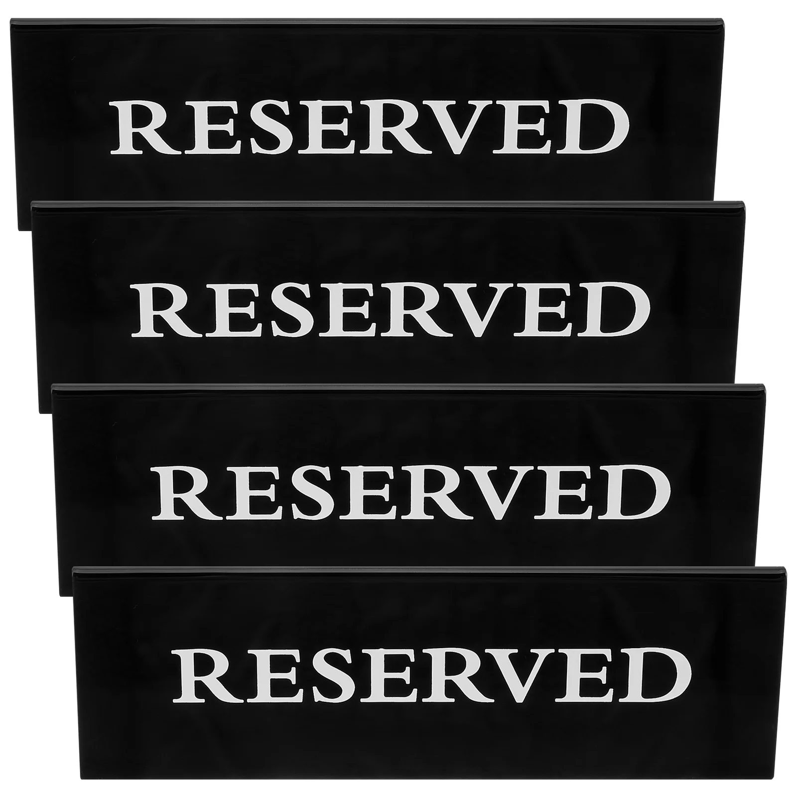 

4 Pcs Reserved Signs Seat Plate Acrylic Table Sign for Wedding Restaurant Rural Banquet 15x5cm Black Frame White Letters Seating