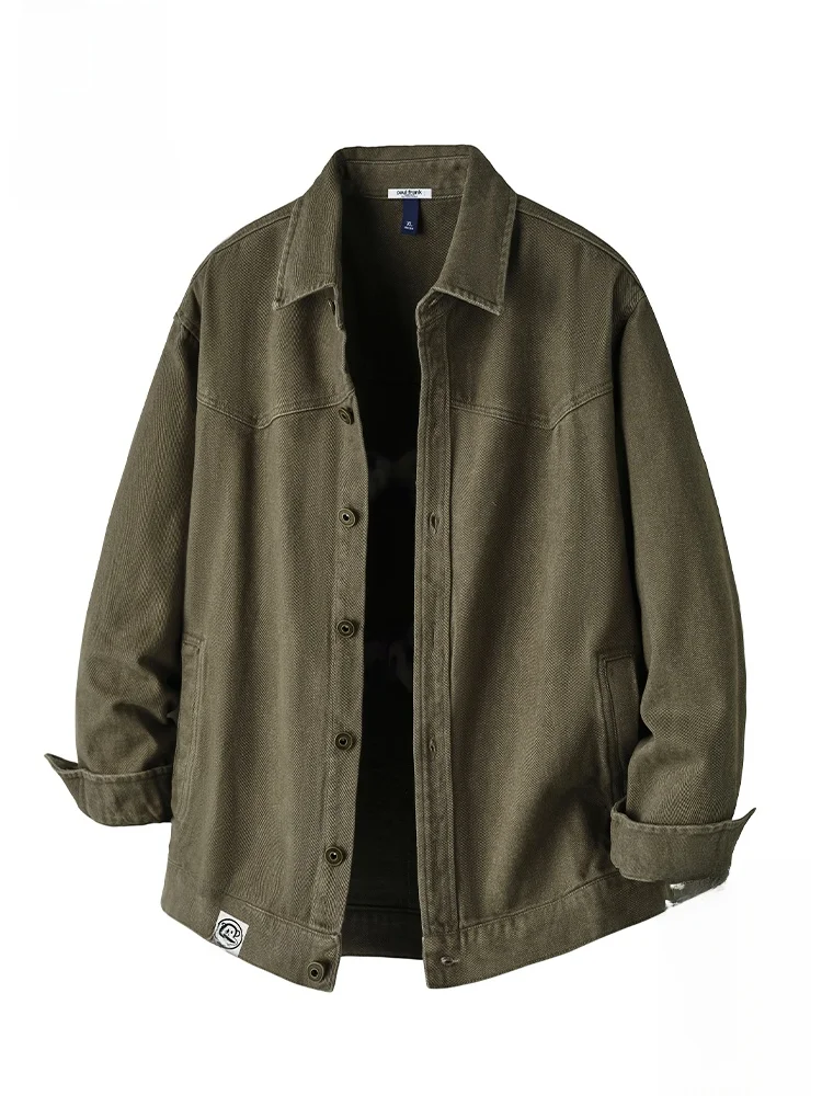 

PaulFrank Spring Loose Collar Workwear Jaet Men Casual Color Denim Coat Youth Trendy Cotton Long Sve Button up