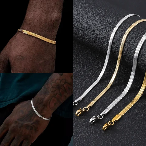 Flat Chain Stainless Steel Bracelet