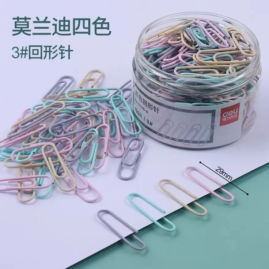160PCS Macaron Color 29mm Mini Bookmark Bookmark Metal Paper Clips Binder Clip Office Accessories