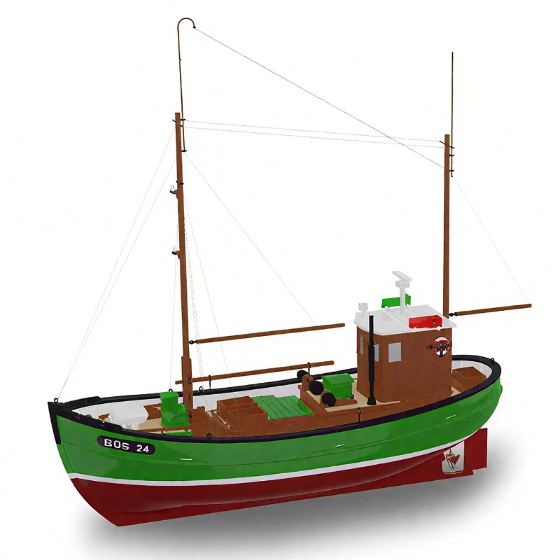

1/50 BUS 24 RC Fishing Boat KIT Version Wooden Assembled Ship Model Set European Simulation Fishing Boat Dynamic RC Ship Model