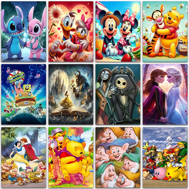 

Disney Diamond Painting Pikachu lilo and stitch Mickey Mouse Frozen Home Decor Full Square&Round mosaic embroidery Cross stitch