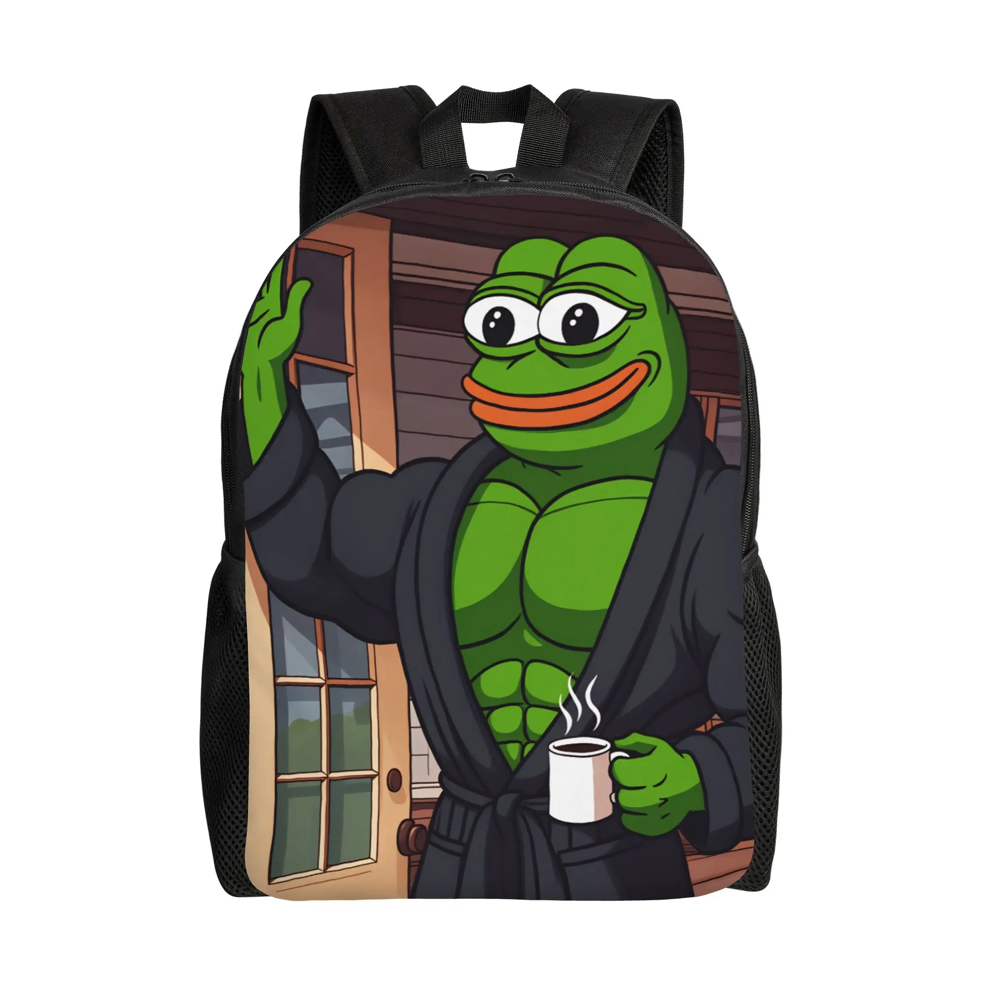 

Sad P-Pepe Frog Backpack for Men Women Cool High School Business Daypack Funny Meme Laptop Canvas Bags Sports
