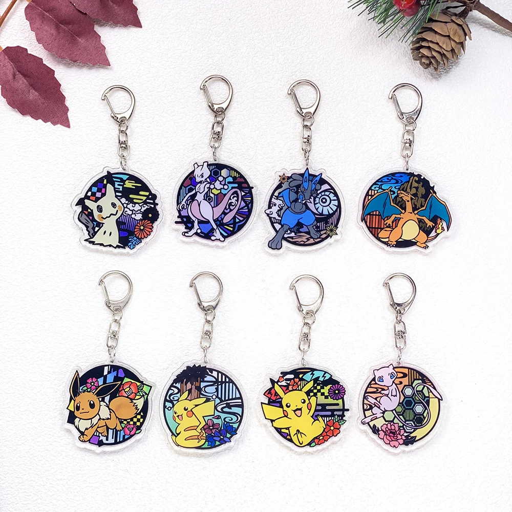 1/21Pcs Pokémon Pikachu Gengar Charizard Cute Keychain Accessories Acrylic Charms Pendant For Bag Key Holder Backpack Decoration