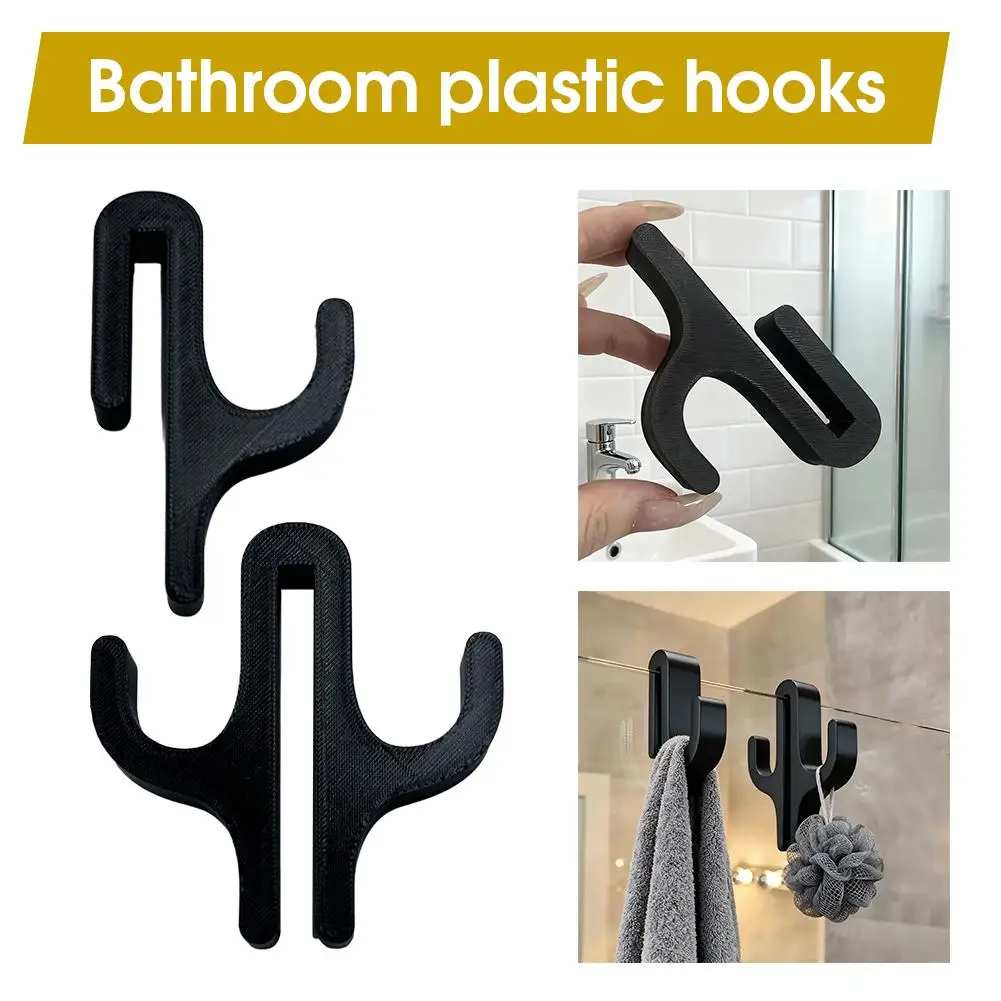 Badezimmer-Duschhaken für Glastüren, 3D, ohne Bohren, platzsparend, multifunktionaler Aufhänger für Kleidung, Handtücher, Bademäntel, Organizer
