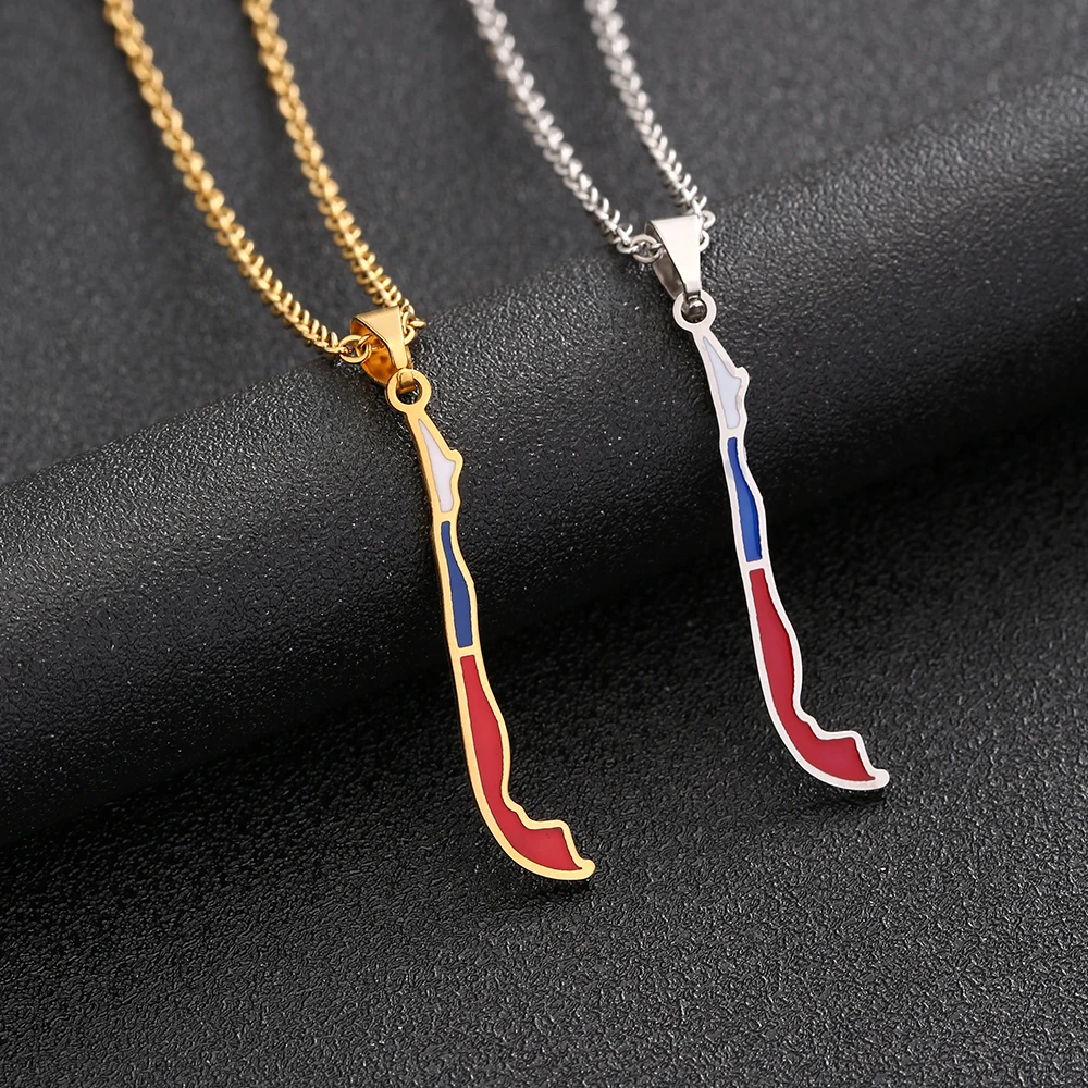 Fashion Chile Map Flag Pendant Necklace Stainless Steel Gold/Silver Color Charm Men Women Country Maps Jewelry Chilean Gift