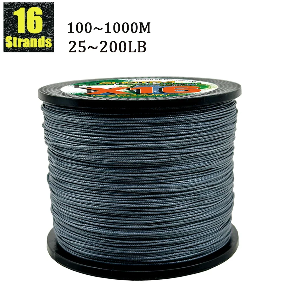 25-200LB X16 PE Braided Fishing Line 100M-1000M Multifilament Weaves Lure Wire for Carp Bass Fishing 11.3kg-91kg Multicolor