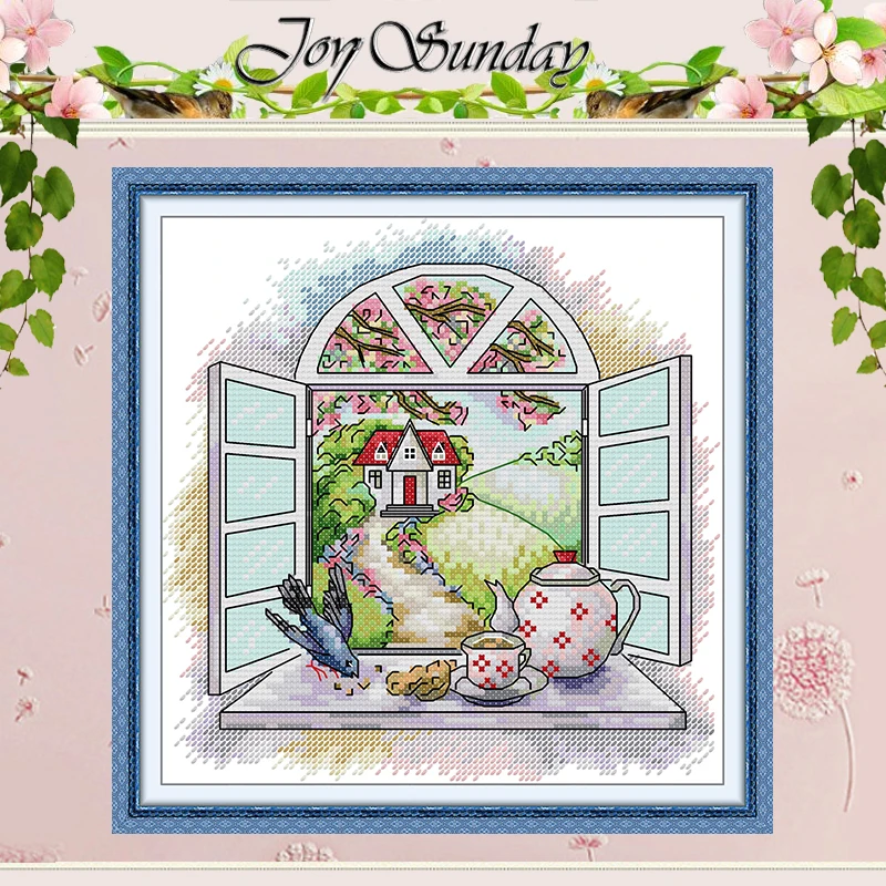 

Morning Tea in Spring Patterns Counted Cross Stitch Set DIY 11CT 14CT 16CT HD Stamped DMC Cross-stitch Kit Embroidery Needlework