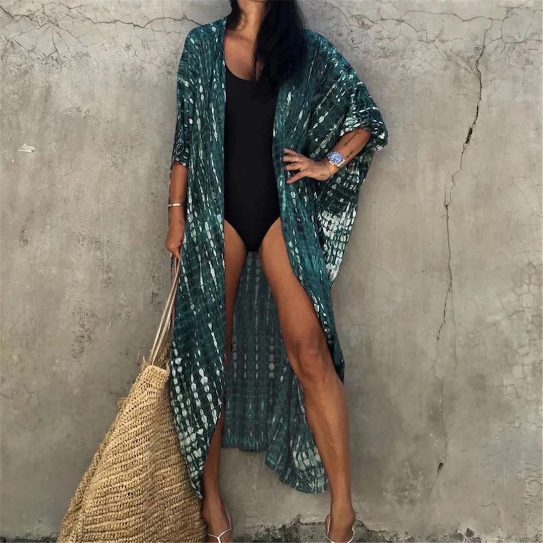 17 Farben Leopardenmuster Buntes Tunika-Strandkleid mit Gürtel Strandkleidung Strandmode Damen Strand-Cover-Up V4510L – Detail 40