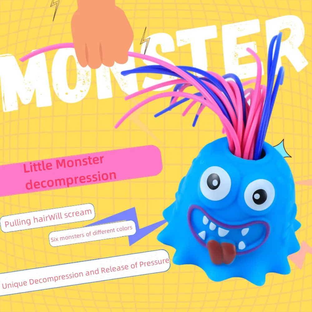 Creative Novelty Funny Hair Pulling Will Be Screaming Little Monster Toys Squeeze Prank Fidget Sound Toy Kids Decompression Toys