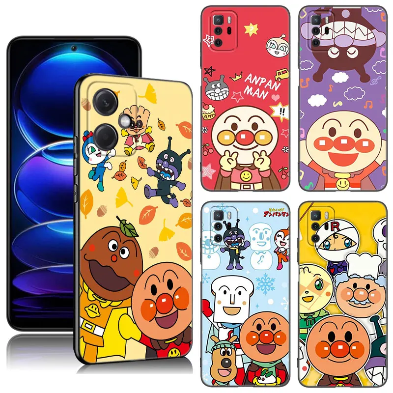 Fashion Anpanman Phone Case For Xiaomi Redmi Note 10 11 11S 12 4G 8 9 11E 11T Pro Plus 10T 5G 8T 9S 10S 12S Black Silicone Cover