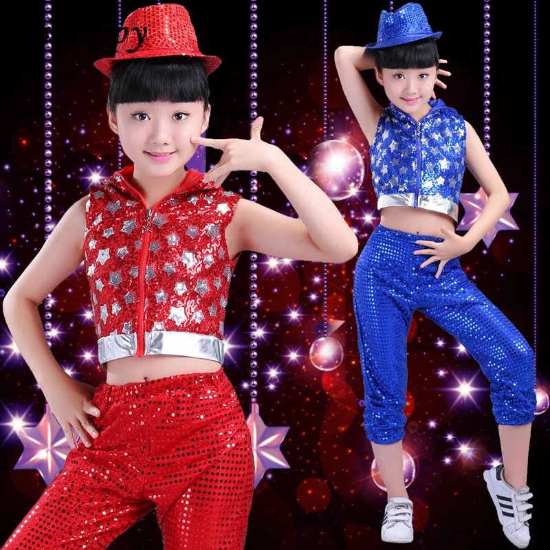 Children's jazz dance costumes primary and secondary school children boys sequins modern dance children's  performance clothing