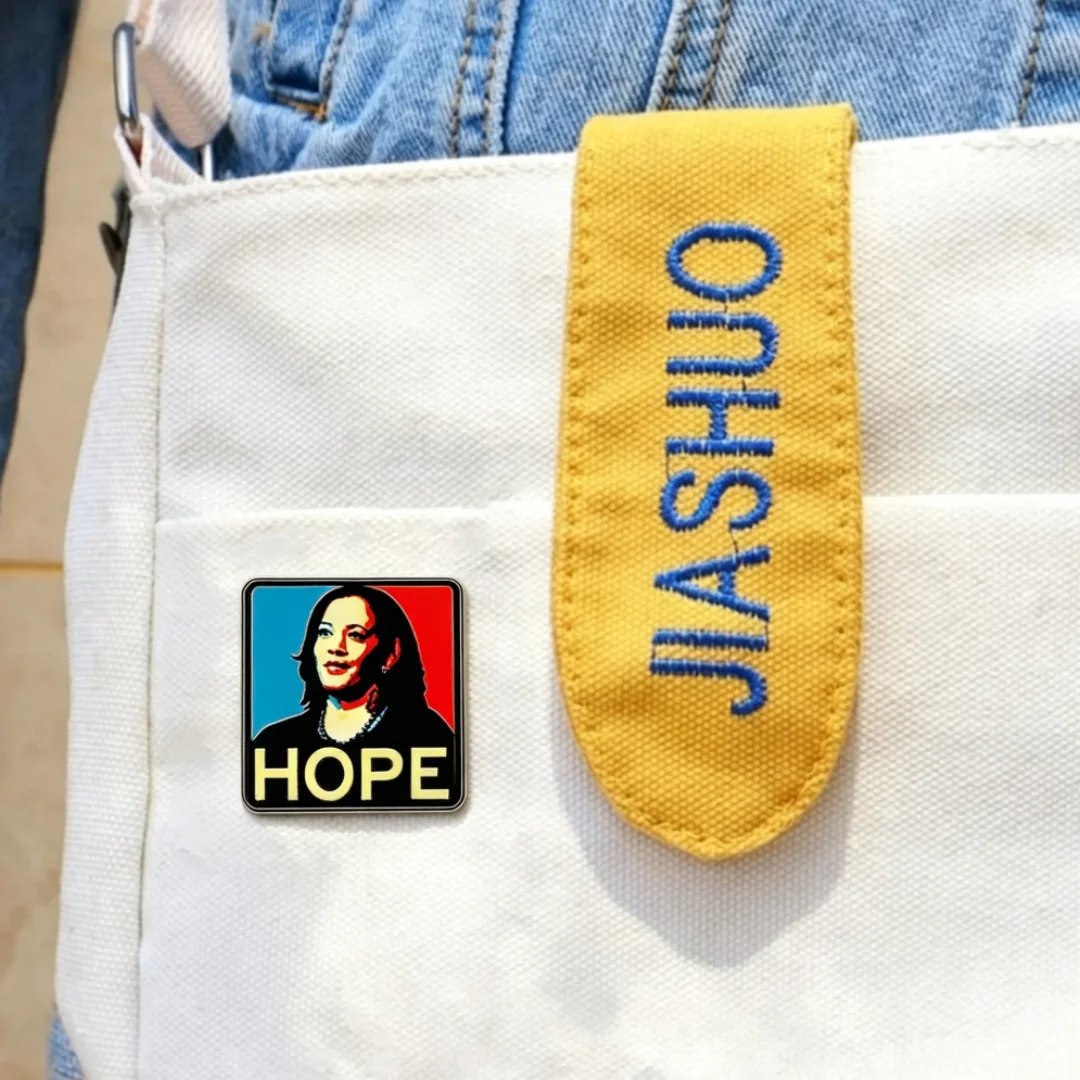 Hope Inspirational Square Enamel Pin Retro Portrait Art Metal Brooch Badge Backpack Jacket Decor Gift