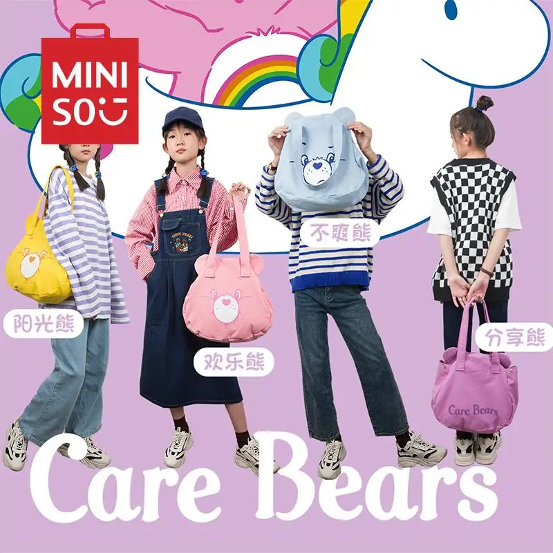 

Miniso Kawaii Anime Carebears Women Bag Canvas Shoulder Bag Handheld Bag Women Leisure Cute Student Schoolbag Girl Toy Gifts