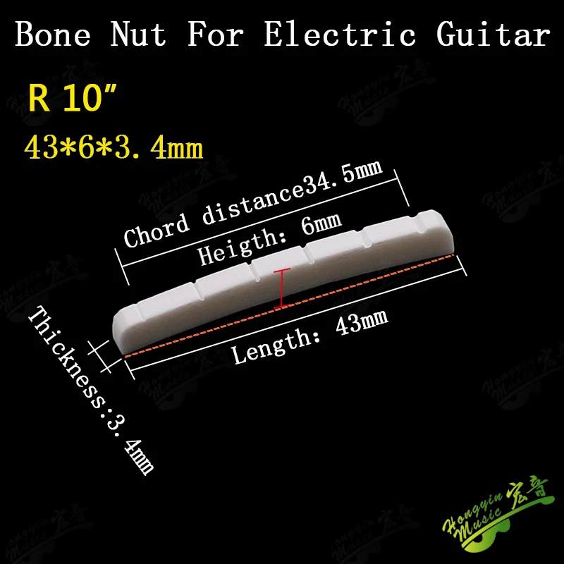 Echter geschlitzter Knochensattel für E-Gitarre, oberes Saitenkissen (unterer flacher Sattel 42/43*3,4*6) HUATOOL – Detail 18