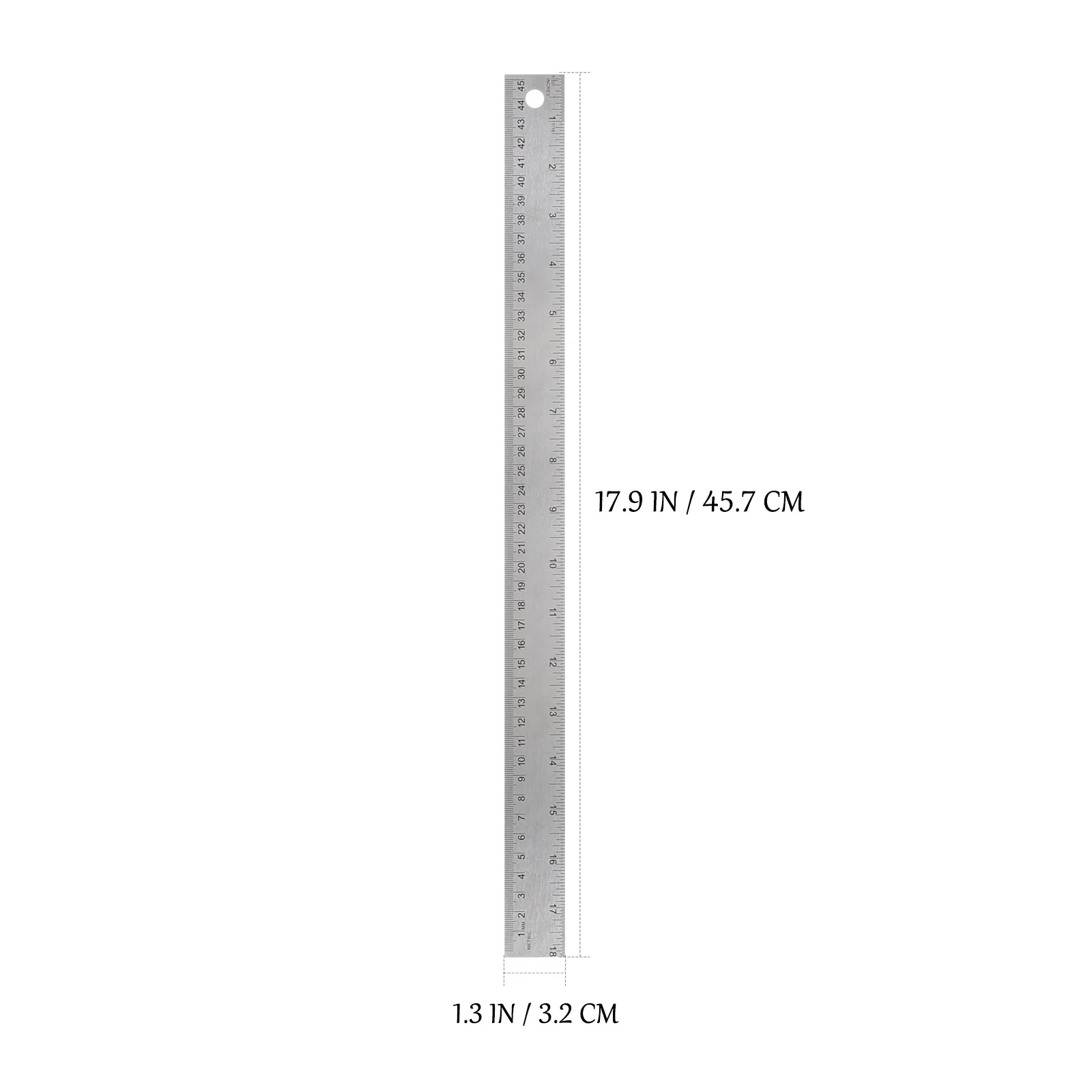 Régua de aço inoxidável com suporte de cortiça macia 30cm, ferramenta de medição de escala métrica para escola, escritório, desenho, educação