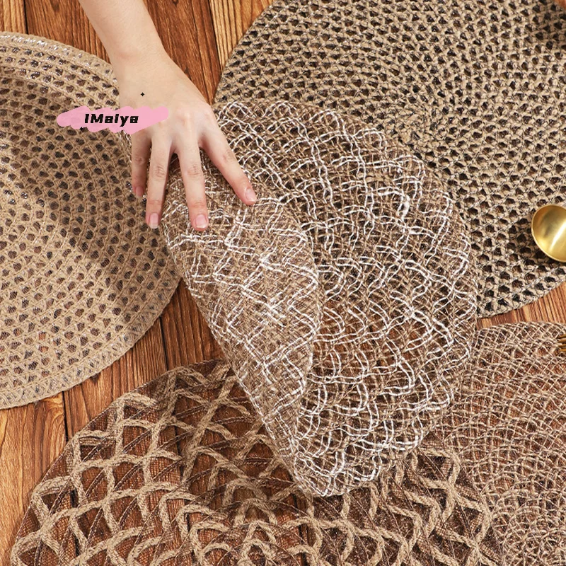 15 Inch Hand-Woven Jute round Placemats Heat-Resistant Non-Slip Table Mats for Farmhouse Boho Dining Decor