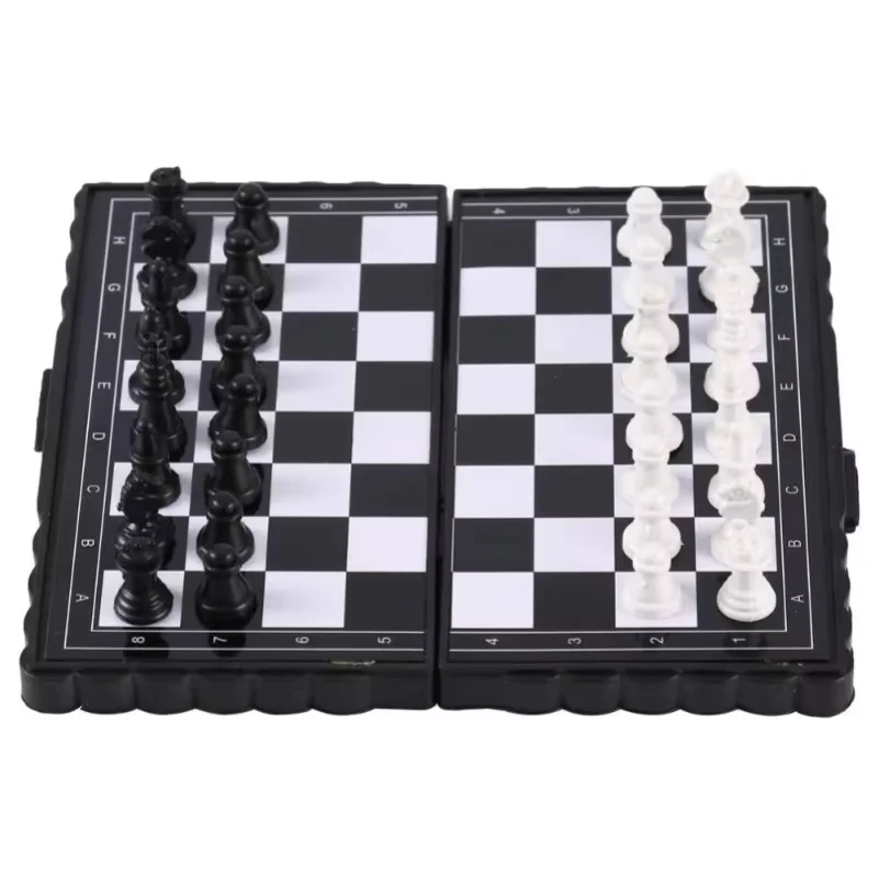 Mini Magnetic Chess Set for Kids - Portable Folding Plastic Chessboard Outdoor Friendly Travel Board Game