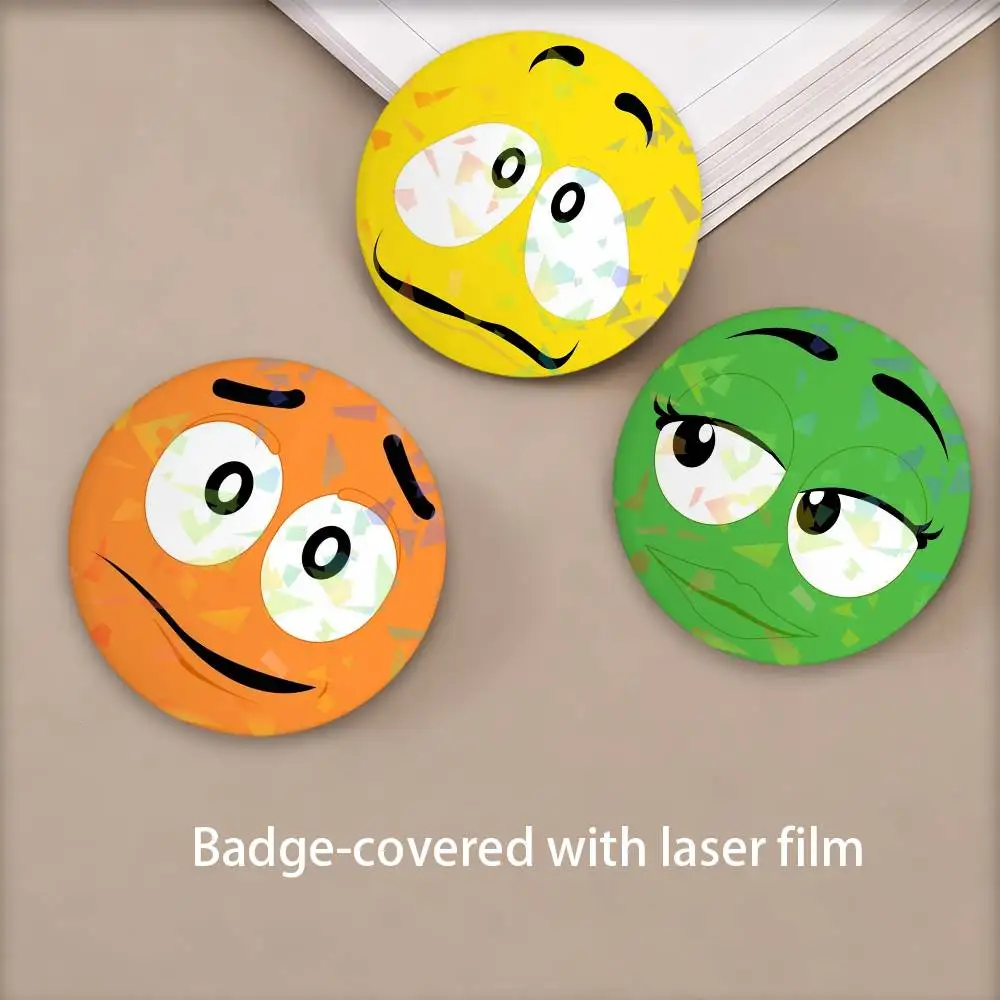 Cartoon M M s Delicious Funny Face Badges Round Laser Badge Brooch Backpack Accessories