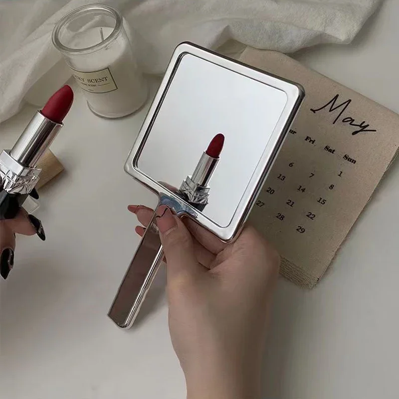 مرآة مستحضرات تجميل مربعة محمولة ، مرآة عالية الدقة ، مرآة مستحضرات تجميل صغيرة محمولة باليد ، مرآة تجميل محمولة ، موجات فضة ، شكل سائل ، ساخن #3