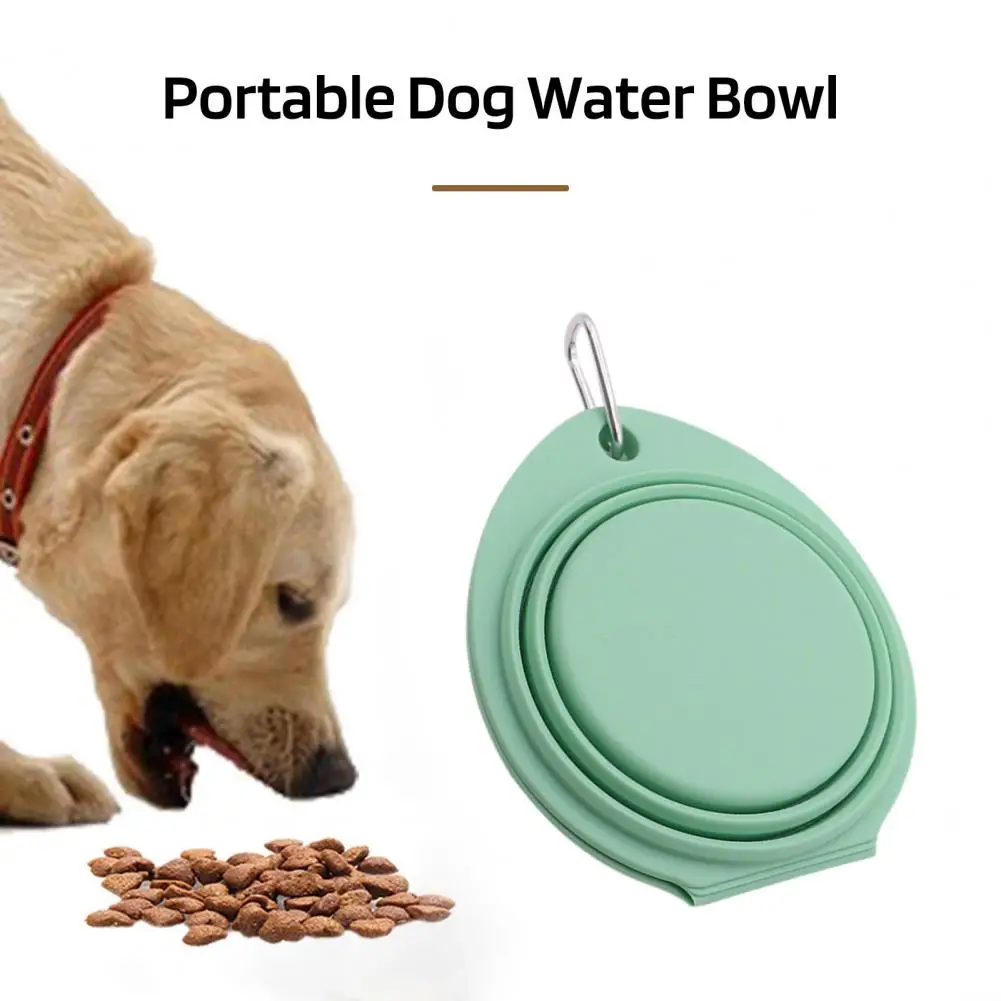 Travel Dog Bowl Folding Collapsible Silicone Bowl with Wearing Hooks for Cats Traveling Hiking Camping Picnics