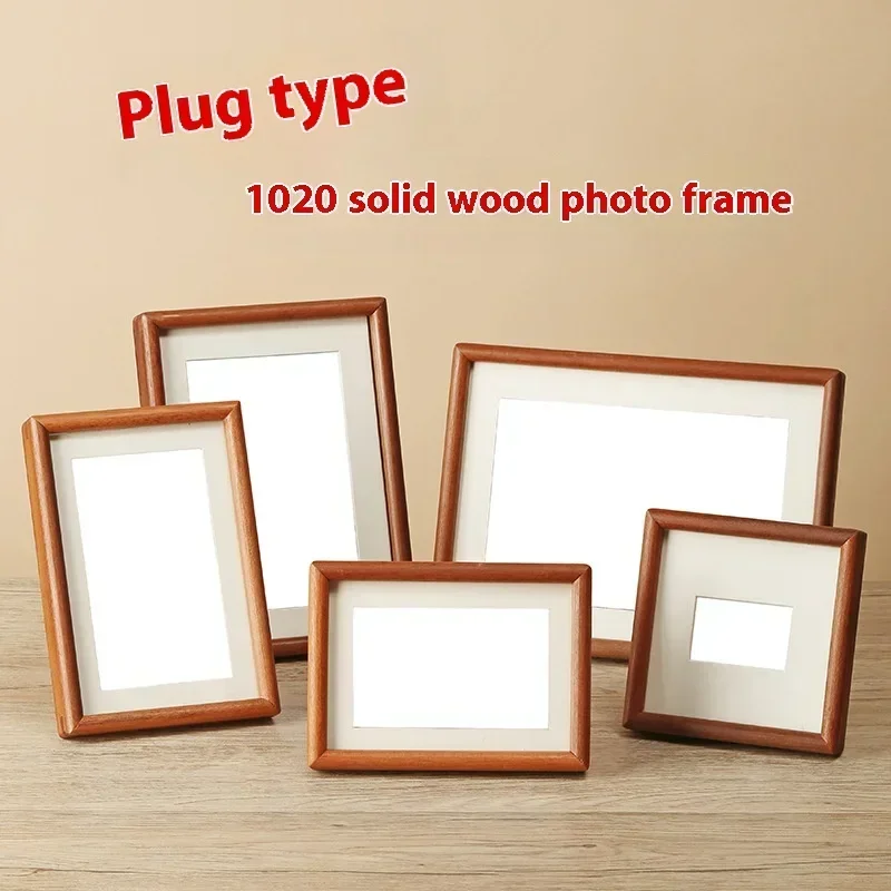 Solid Wood Round Corner Picture Frame, Walnut and Golden Sandalwood, Minimalist Design, Tabletop, Home Decor